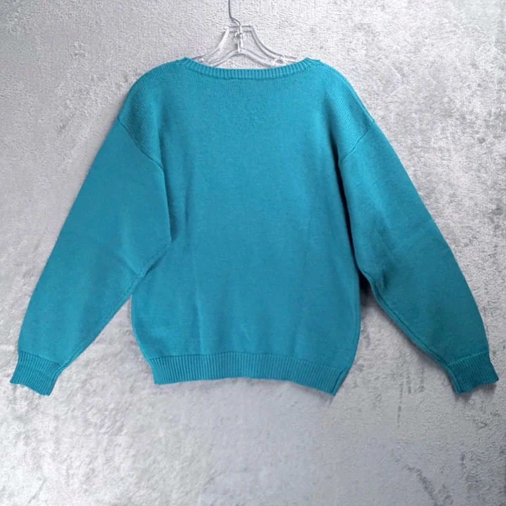 Tan Jay Lovebird Heart Novelty Knit Sweater Birds‎ Hearts Blue Womens Small